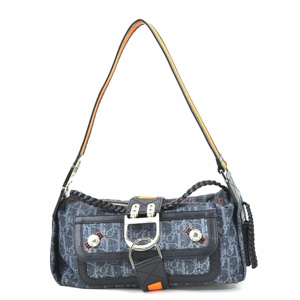 Christian Dior Flight Shoulder Bag Denim Orange